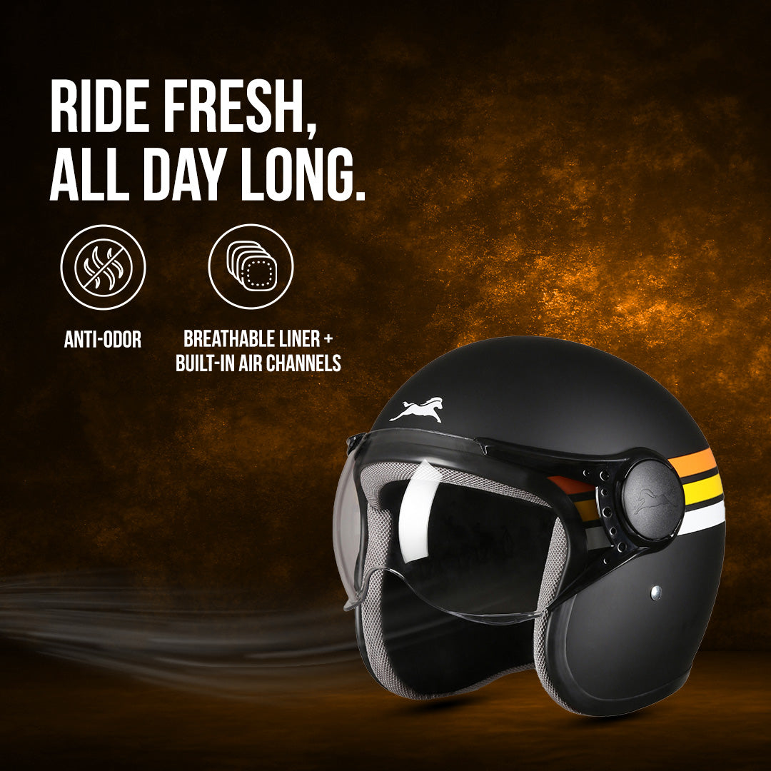TVS Cruisetown Open Face Helmet – Stylish & Safe Helmet for Riders | ISI & DOT Certified | Premium Protection for Men & Women | Comfortable, Durable & Lightweight Design with Visor